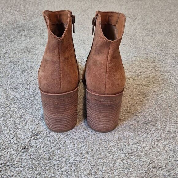Lucky Brand Pinktone Ankle Booties Size 7.5 Suede Block Heel - Picture 3 of 7